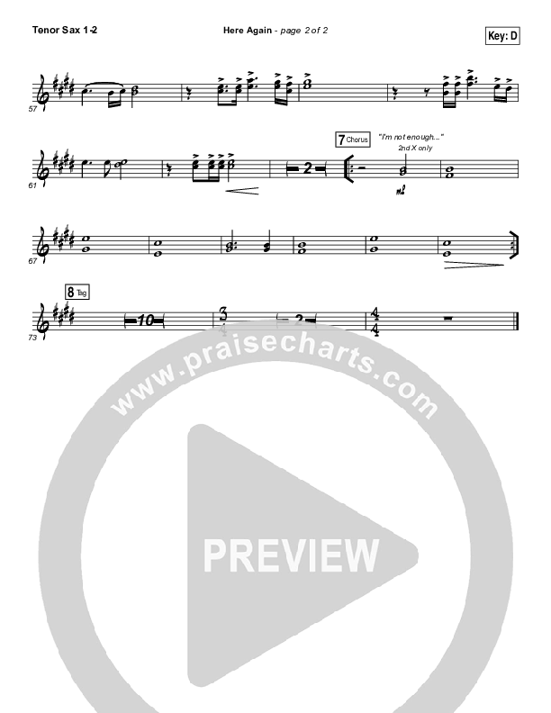 Here Again Tenor Sax 1/2 (Elevation Worship)