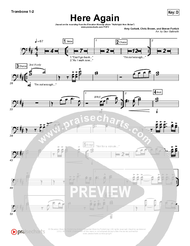 Here Again Trombone 1/2 (Elevation Worship)