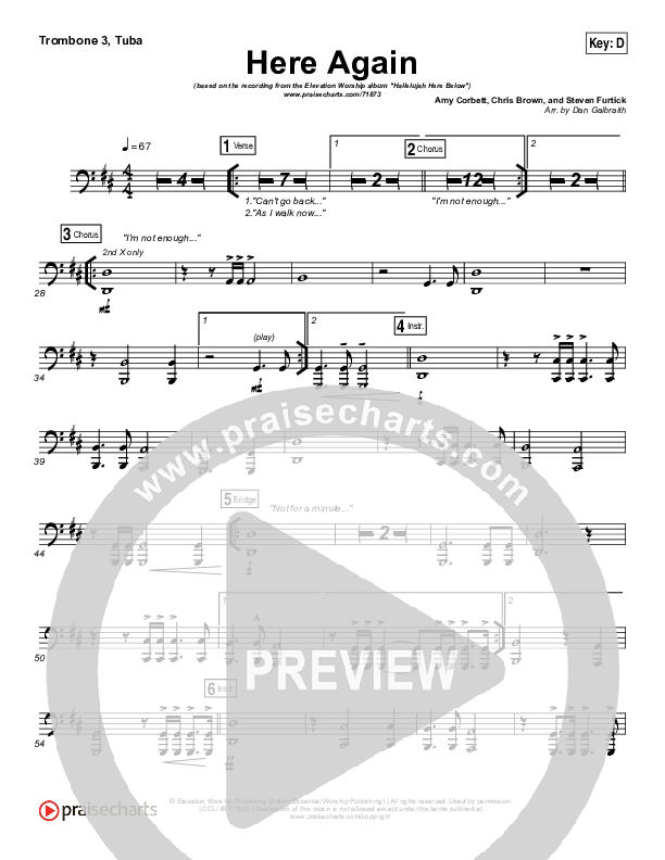 Here Again Trombone 3/Tuba (Elevation Worship)