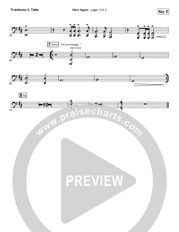 Here Again Trombone 3/Tuba (Elevation Worship)