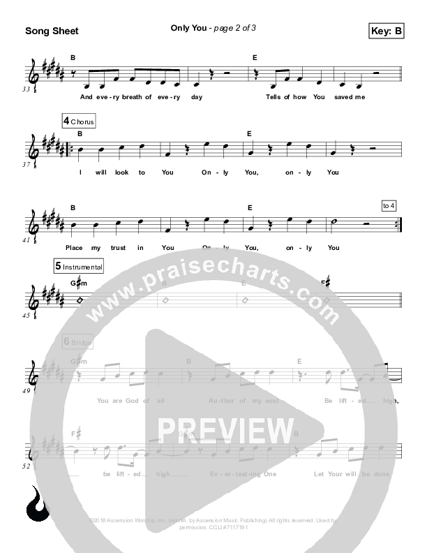 Only You Lead Sheet (Ascension Worship)