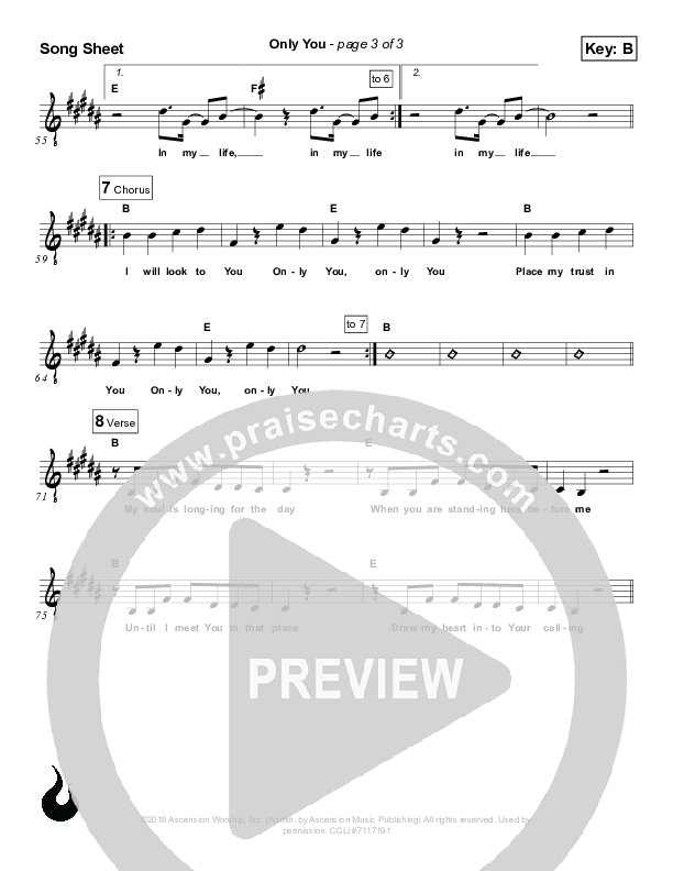 Only You Lead Sheet (Ascension Worship)