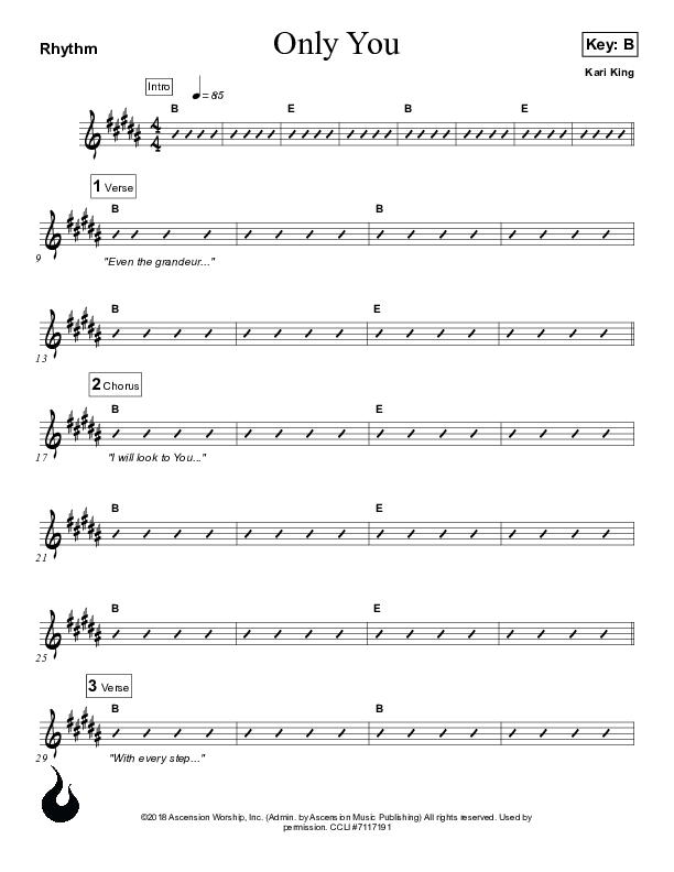 Only You Rhythm Chart (Ascension Worship)