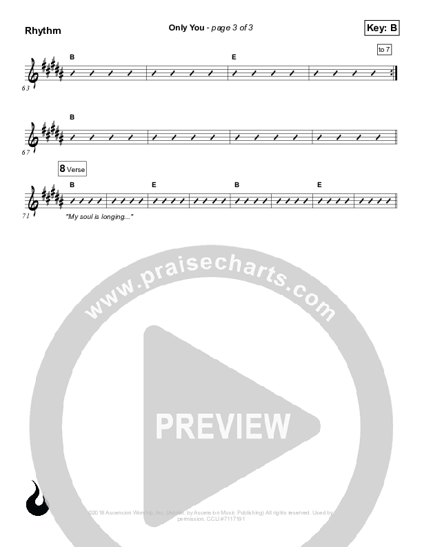 Only You Rhythm Chart (Ascension Worship)
