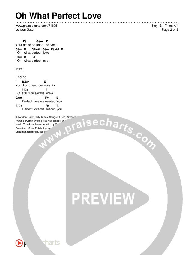 Oh What Perfect Love Chords & Lyrics (London Gatch)