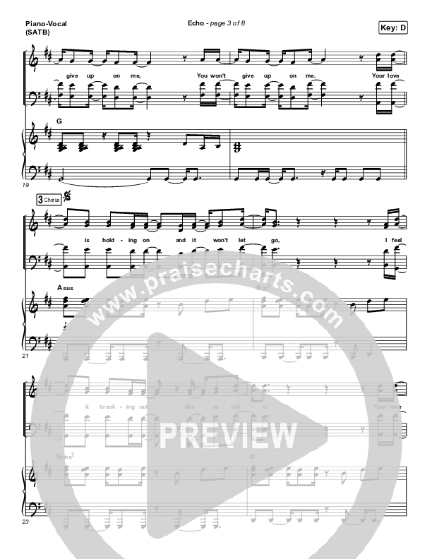 Echo Piano/Vocal (SATB) (Elevation Worship / Tauren Wells)