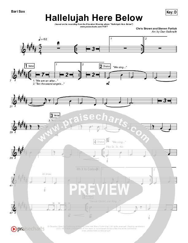 Hallelujah Here Below Bari Sax (Elevation Worship)