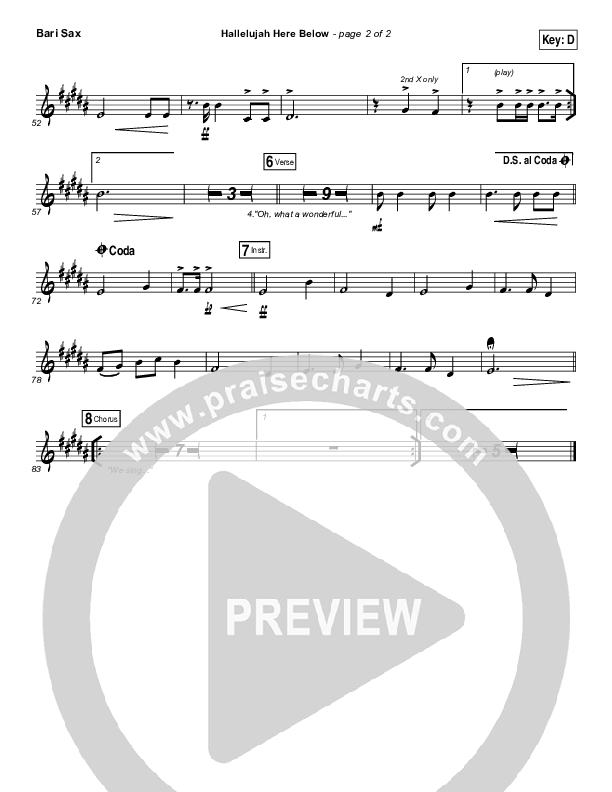 Hallelujah Here Below Bari Sax (Elevation Worship)