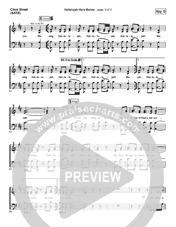 Hallelujah Here Below Choir Sheet (SATB) (Elevation Worship)
