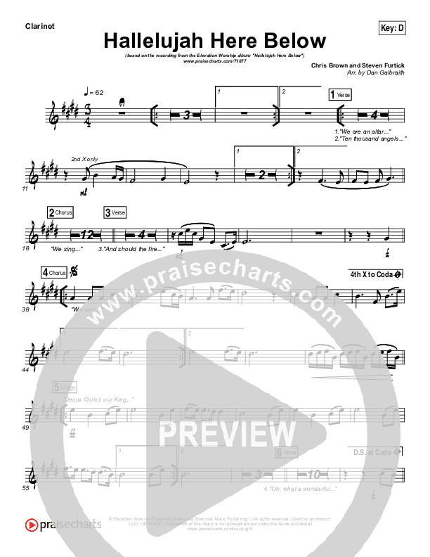 Hallelujah Here Below Clarinet (Elevation Worship)