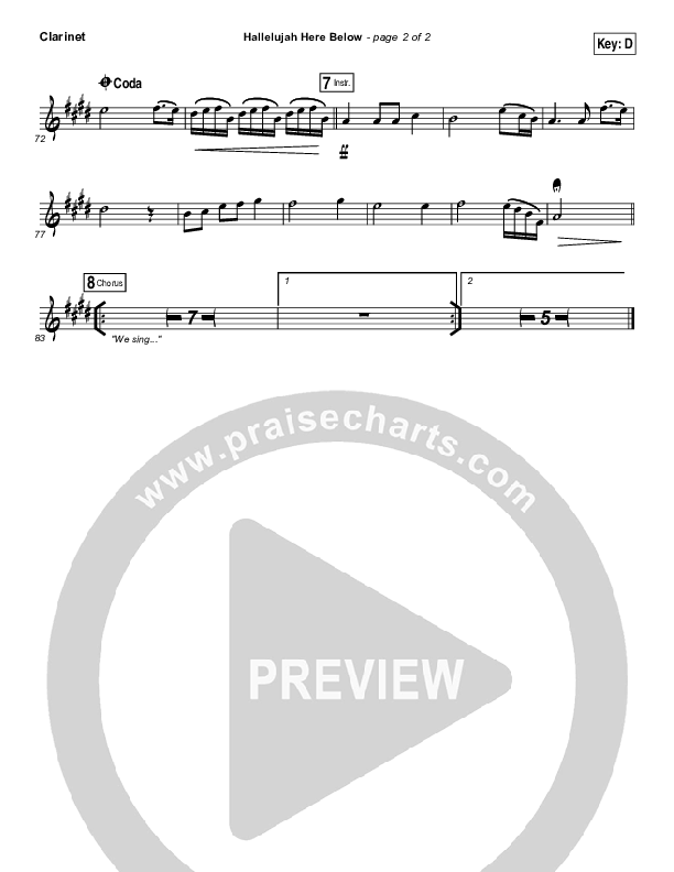 Hallelujah Here Below Clarinet (Elevation Worship)