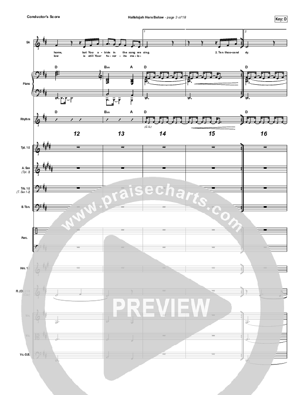 Hallelujah Here Below Conductor's Score (Elevation Worship)