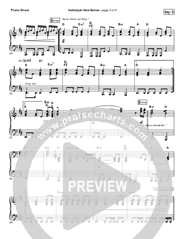 Hallelujah Here Below Piano Sheet (Elevation Worship)