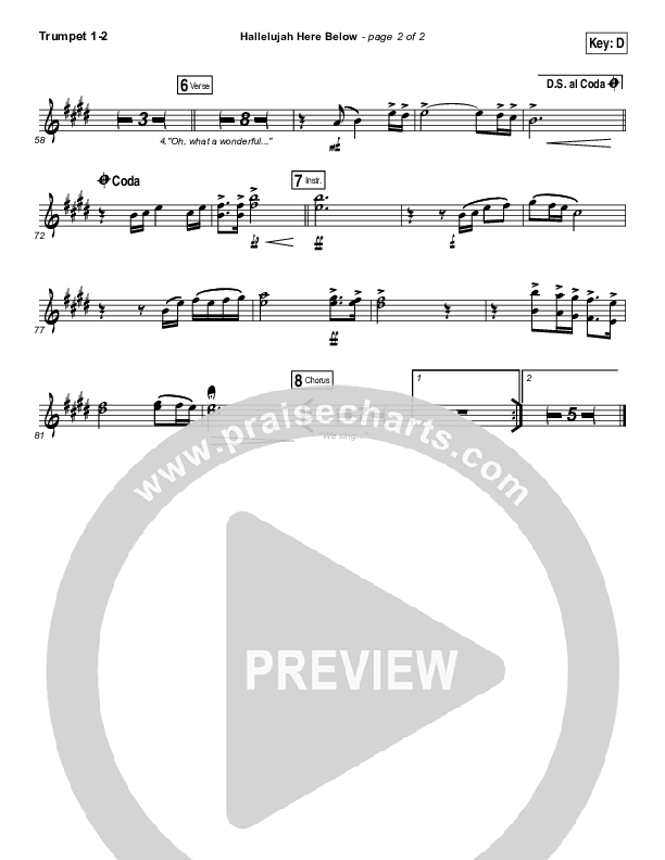 Hallelujah Here Below Trumpet 1,2 (Elevation Worship)