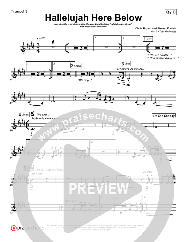 Hallelujah Here Below Trumpet 3 (Elevation Worship)