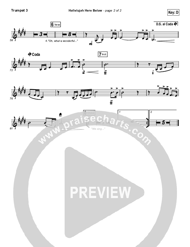 Hallelujah Here Below Trumpet 3 (Elevation Worship)