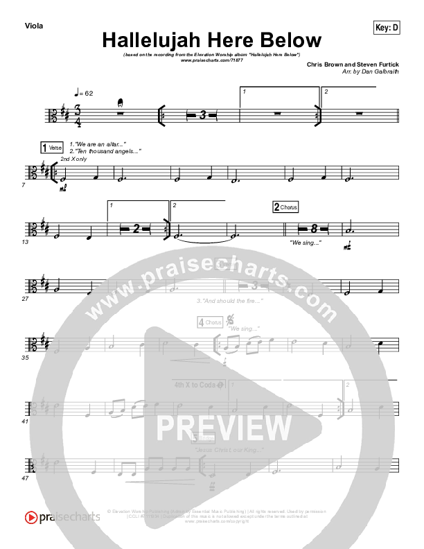 Hallelujah Here Below Viola (Elevation Worship)