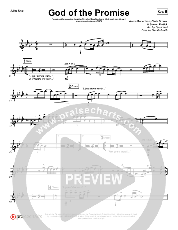 God Of The Promise Alto Sax (Elevation Worship)