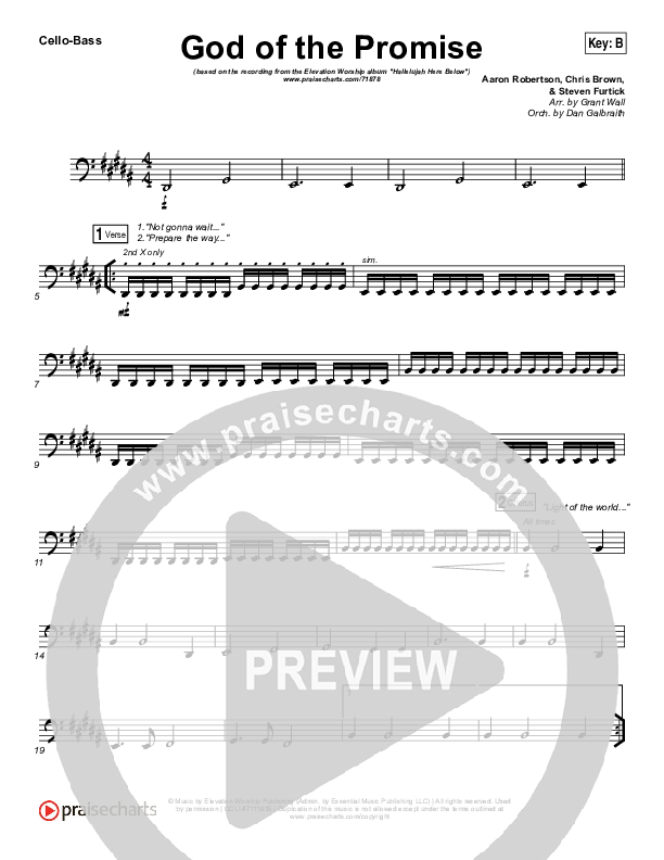 God Of The Promise Cello/Bass (Elevation Worship)