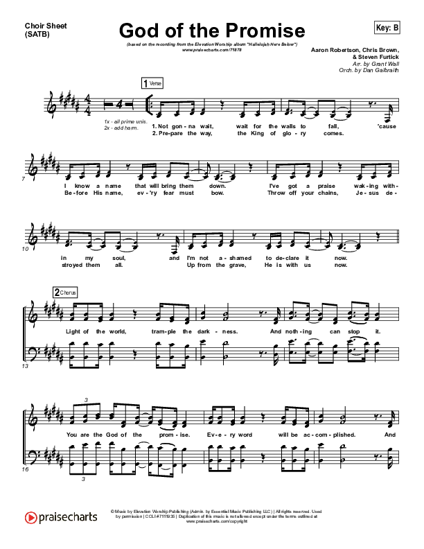 God Of The Promise Choir Vocals (SATB) (Elevation Worship)