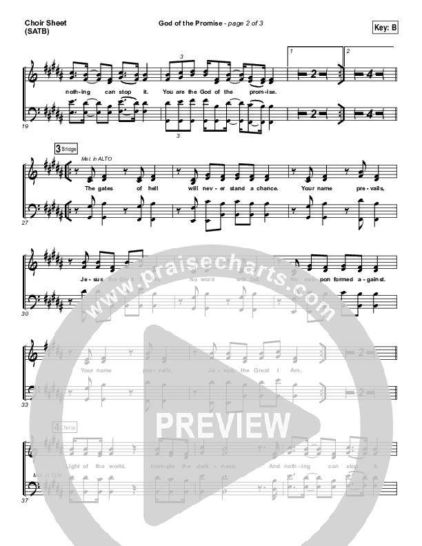 God Of The Promise Choir Sheet (SATB) (Elevation Worship)