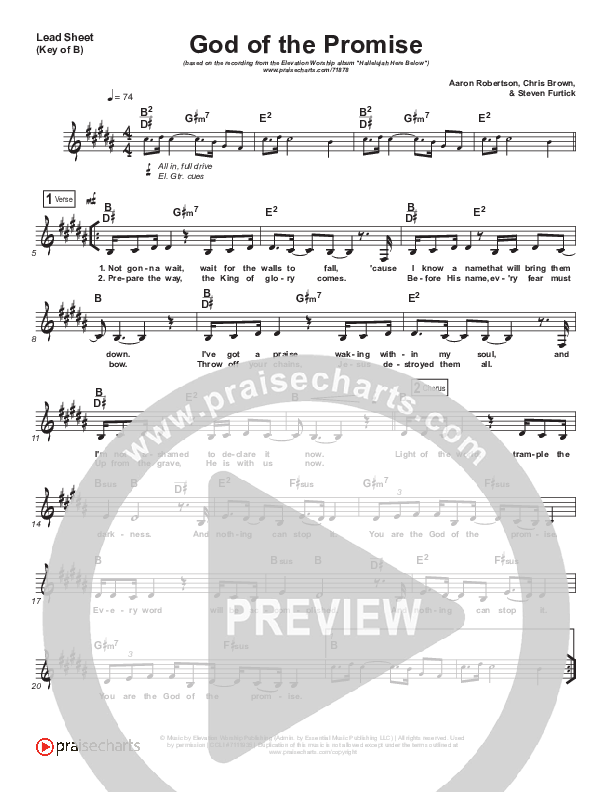 God Of The Promise Lead Sheet (Melody) (Elevation Worship)