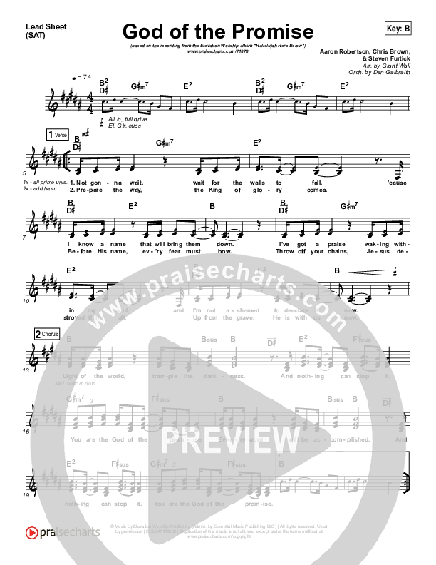 God Of The Promise Lead Sheet (SAT) (Elevation Worship)