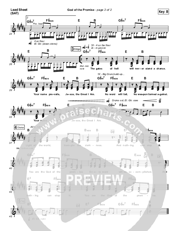 God Of The Promise Lead Sheet (SAT) (Elevation Worship)