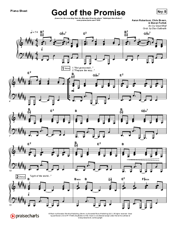 God Of The Promise Piano Sheet (Elevation Worship)
