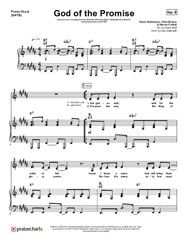 God Of The Promise Piano/Vocal (SATB) (Elevation Worship)