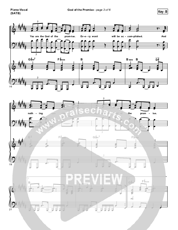 God Of The Promise Piano/Vocal (SATB) (Elevation Worship)