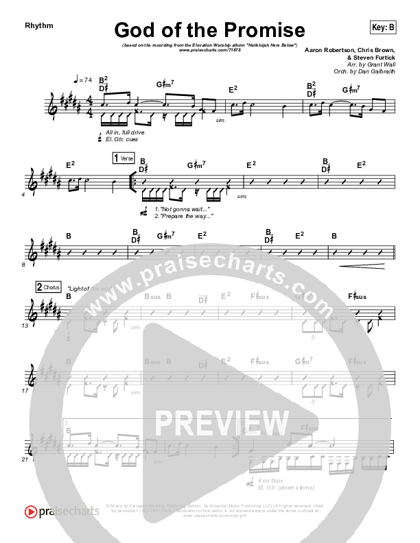 God Of The Promise Rhythm Chart (Elevation Worship)