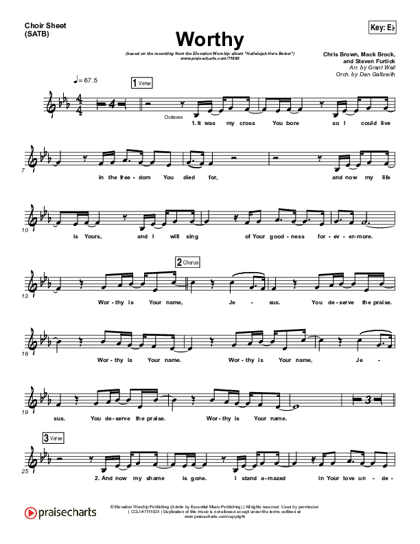 Worthy Choir Vocals (SATB) (Elevation Worship)