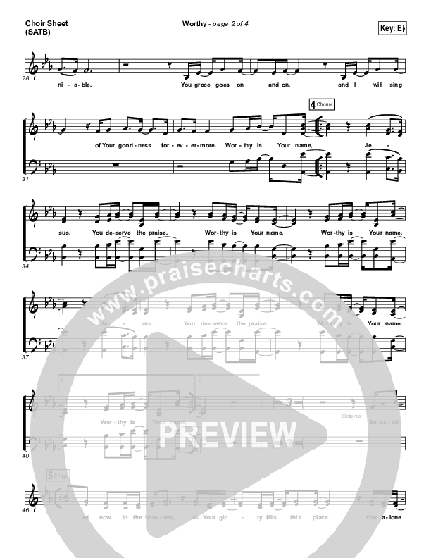 Worthy Choir Sheet (SATB) (Elevation Worship)