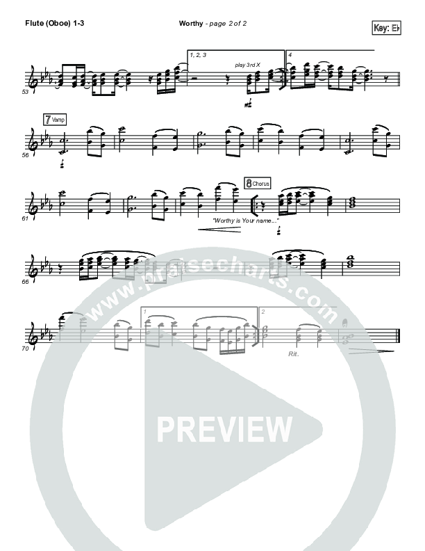 Worthy Flute/Oboe 1/2/3 (Elevation Worship)