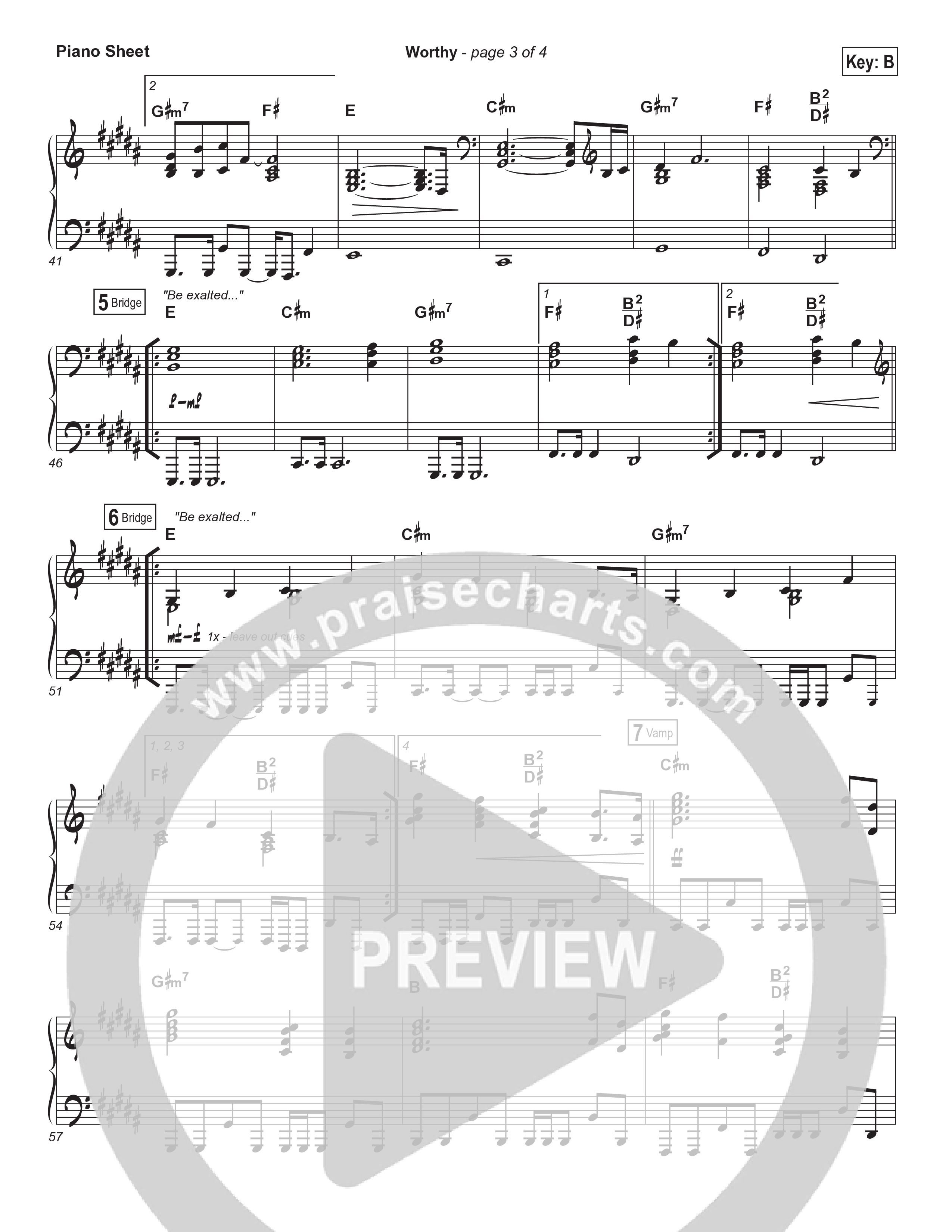 Worthy Piano Sheet (Elevation Worship)