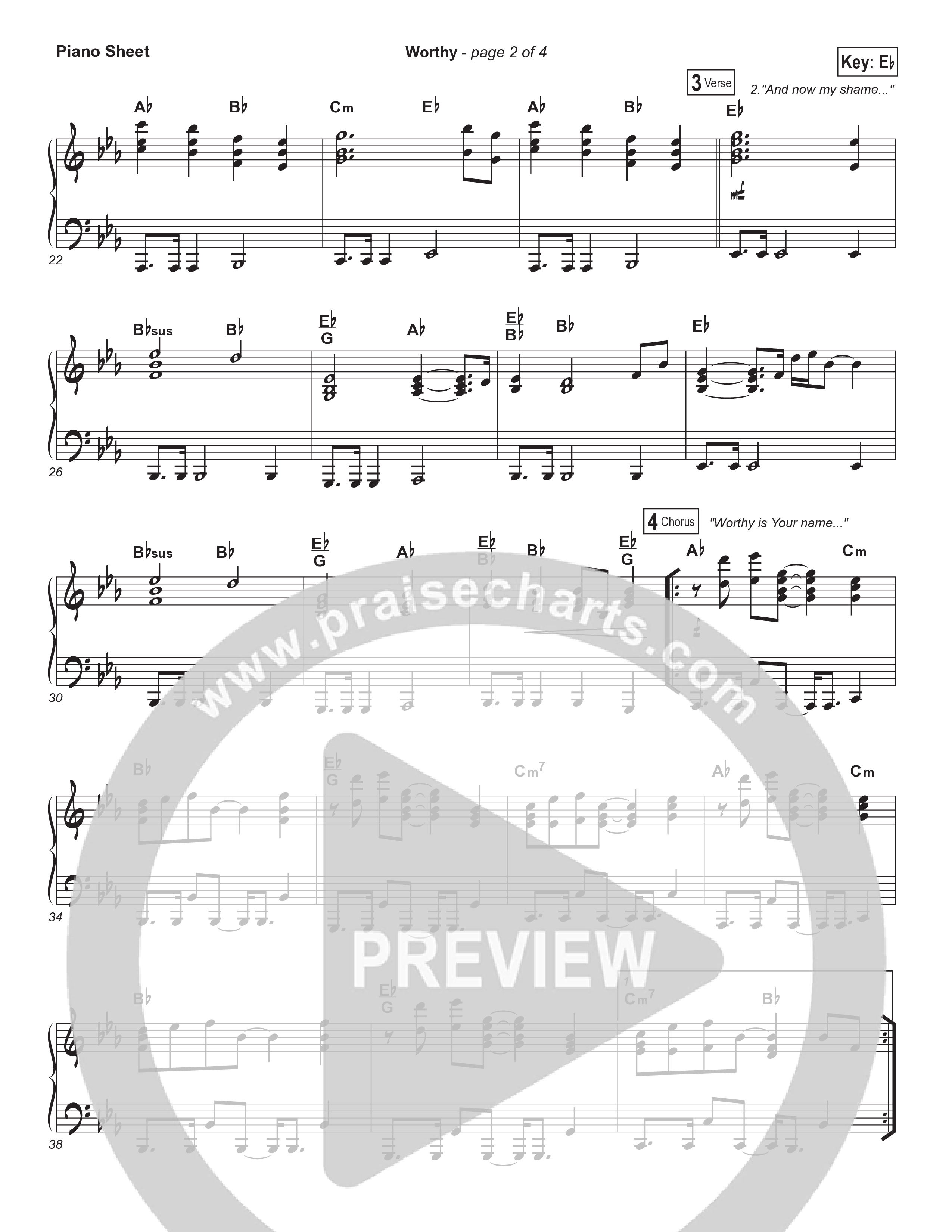 Worthy Piano Sheet (Elevation Worship)