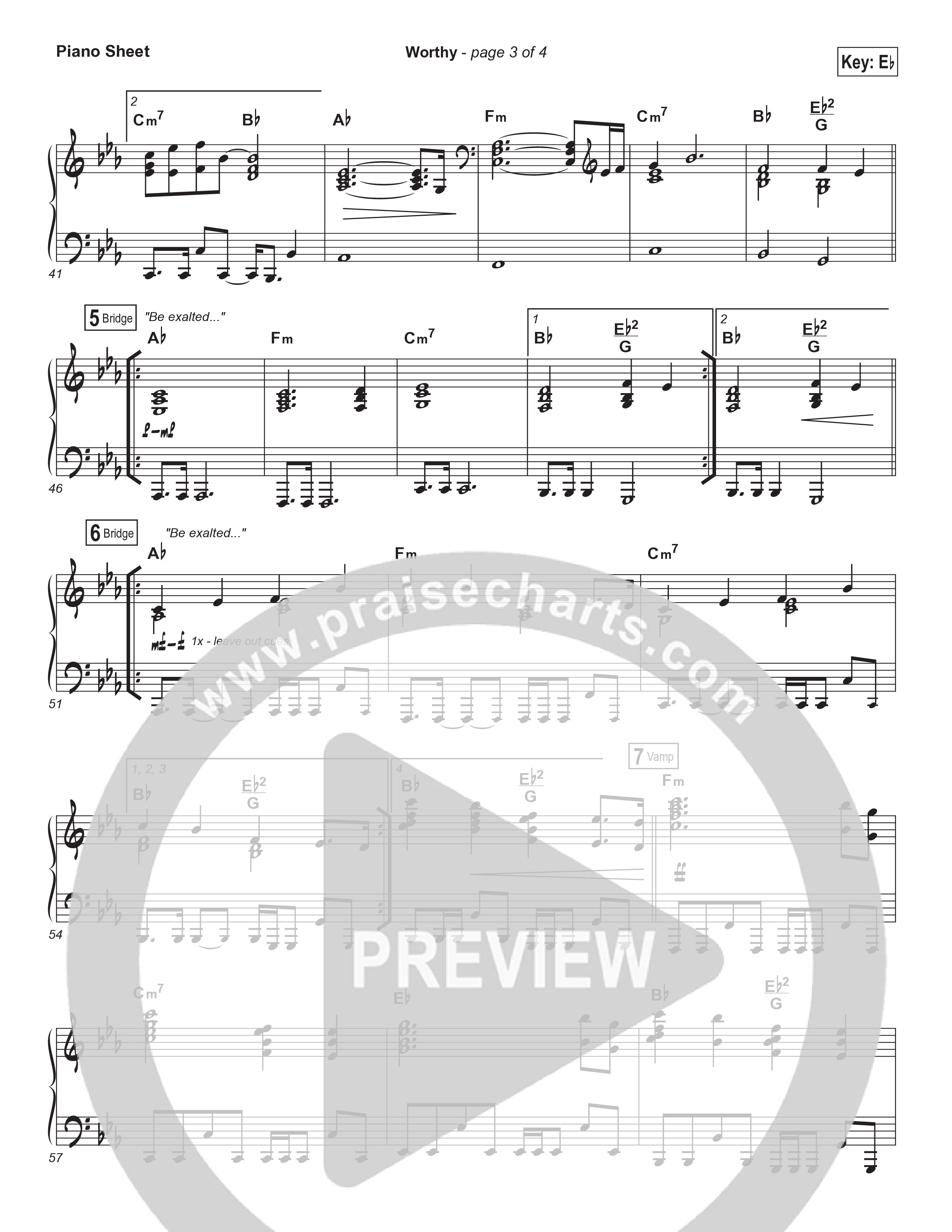 Worthy Piano Sheet (Elevation Worship)