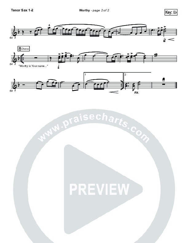 Worthy Tenor Sax 1,2 (Elevation Worship)