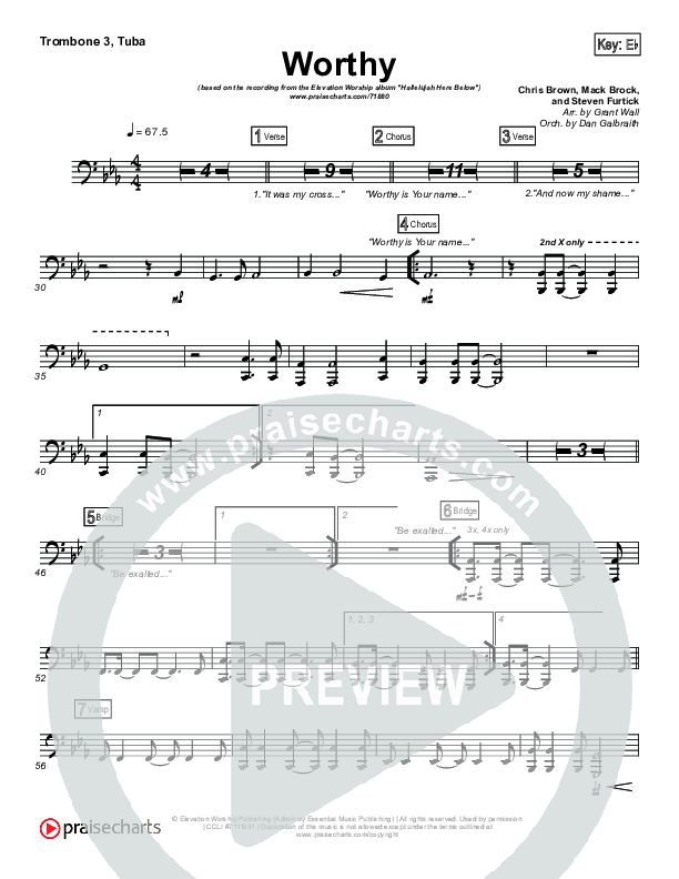 Worthy Trombone 3/Tuba (Elevation Worship)