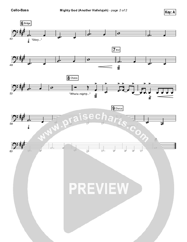 Mighty God (Another Hallelujah) Cello/Bass (Elevation Worship)
