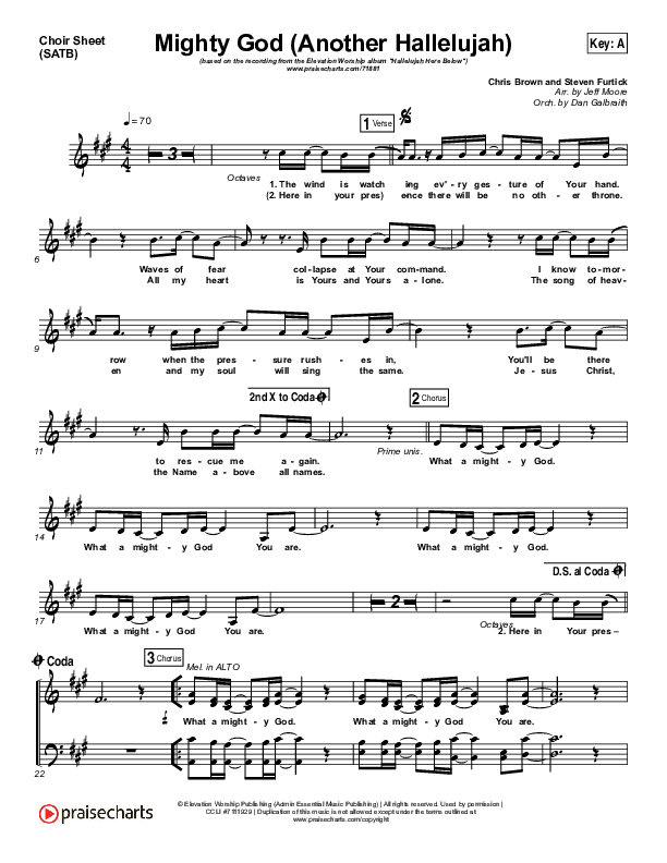 Mighty God (Another Hallelujah) Choir Sheet (SATB) (Elevation Worship)