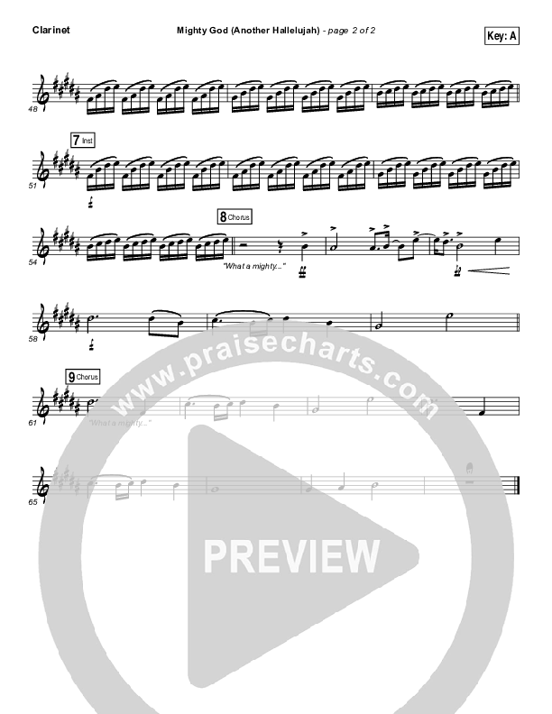 Mighty God (Another Hallelujah) Clarinet (Elevation Worship)