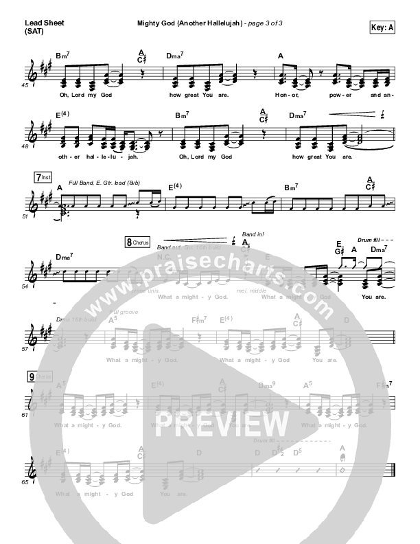 Mighty God (Another Hallelujah) Lead Sheet (SAT) (Elevation Worship)