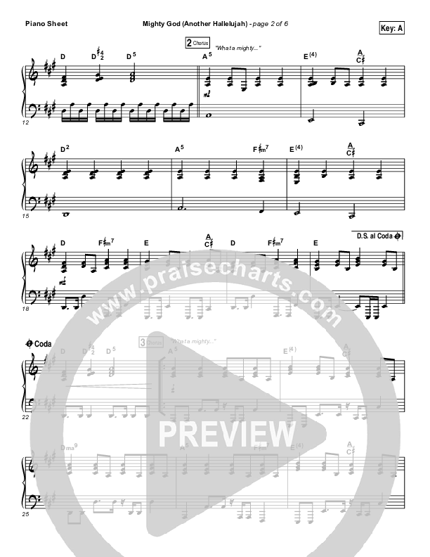 Mighty God (Another Hallelujah) Piano Sheet (Elevation Worship)