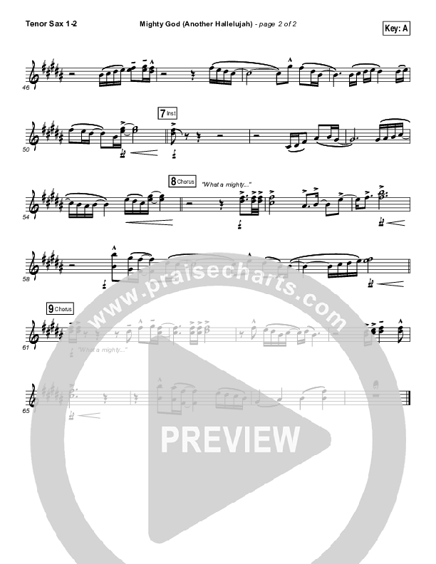Mighty God (Another Hallelujah) Tenor Sax 1/2 (Elevation Worship)