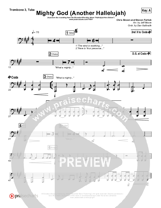 Mighty God (Another Hallelujah) Trombone 3/Tuba (Elevation Worship)