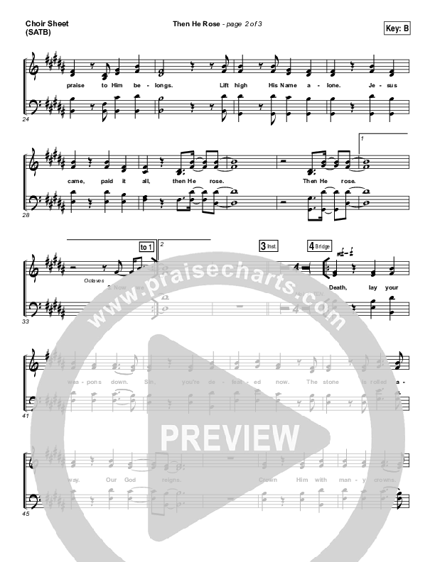 Then He Rose Choir Sheet (SATB) (Elevation Worship)