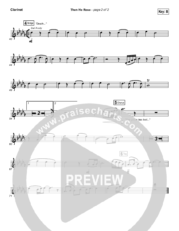 Then He Rose Clarinet (Elevation Worship)