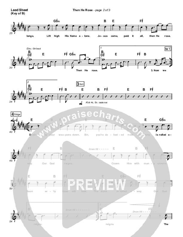 Then He Rose Lead Sheet (Melody) (Elevation Worship)